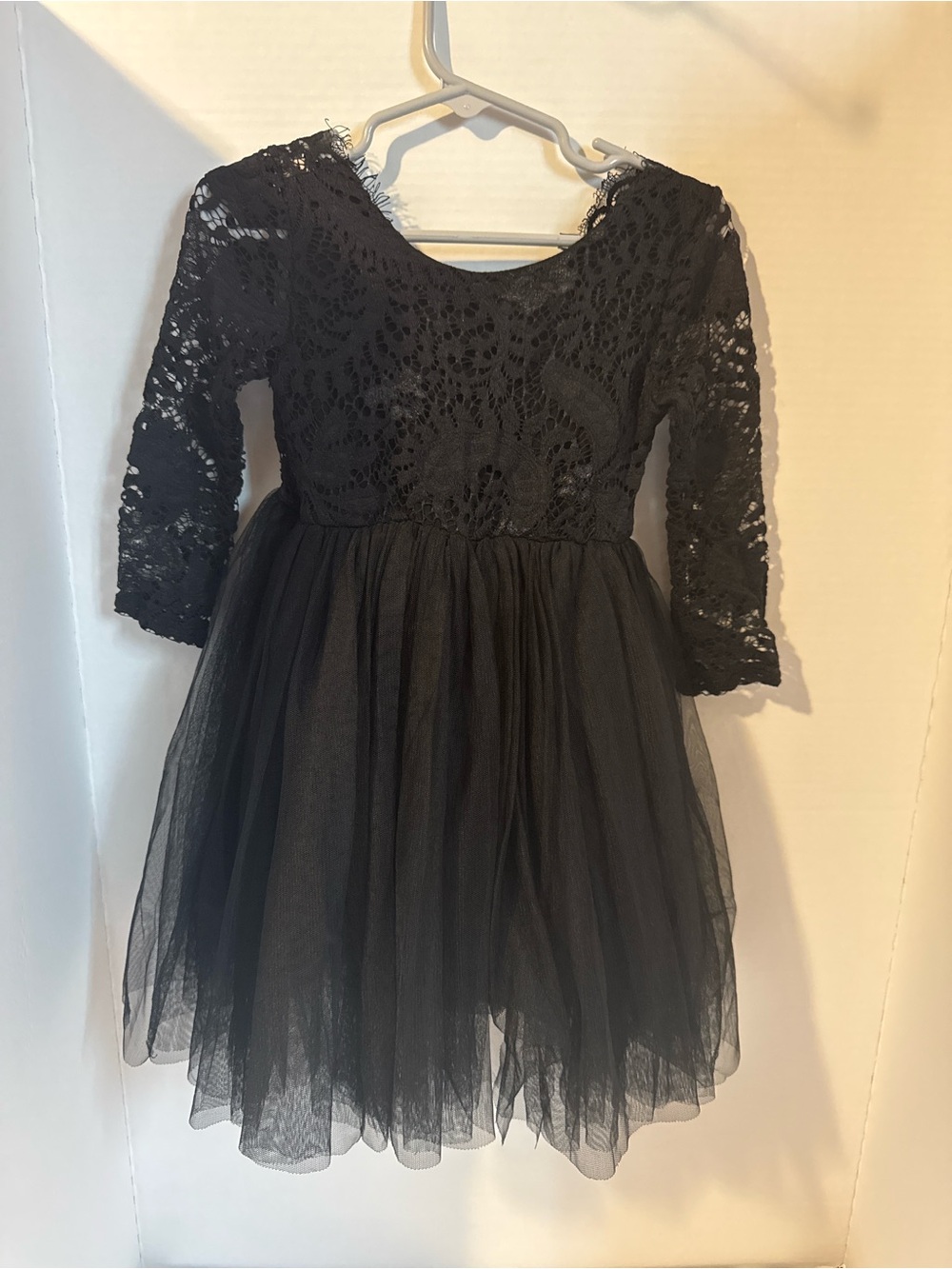 Little Girl's Black Lace & Tulle Formal Dress